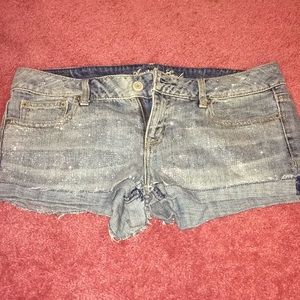 American Eagle glitter jean shorts
